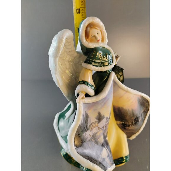 Thomas Kinkade Winter Angels of Light #3 Angel of Peace Illuminated 8" Figurine - Picture 3 of 7